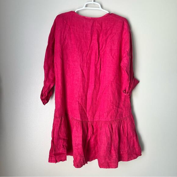 Free People Women’s Red Linen Boho Mini Swing Dress Small - Picture 3 of 9